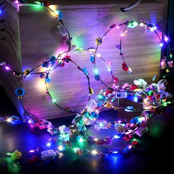 LED Flower Crown Headbands 30pcs Glow Floral Wreaths for Weddings Parties main image 3